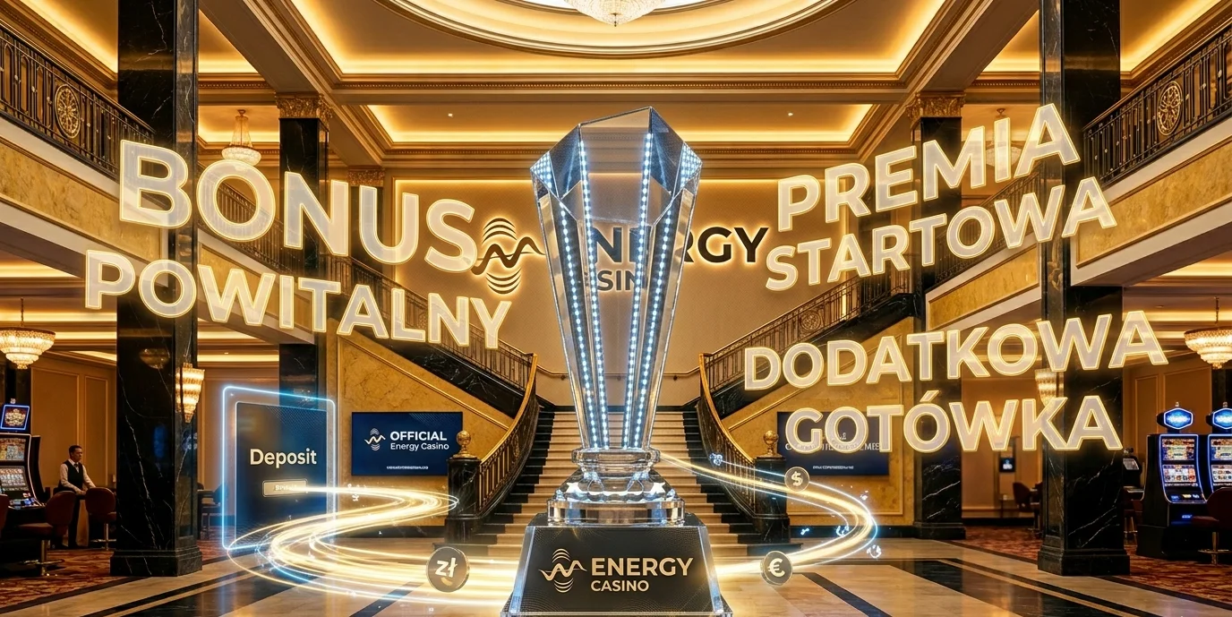 Banner z ofertą powitalną Energy Casino — 100% do €/$200 plus 400 darmowych spinów